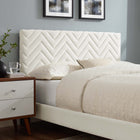 Modway Leah Chevron Tufted Performance Velvet Full Platform Bed - Black Wood Legs