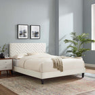 Modway Leah Chevron Tufted Performance Velvet Full Platform Bed - Black Wood Legs