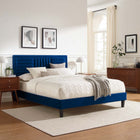 Modway Sofia Channel Tufted Performance Velvet Full Platform Bed - Black Wood Legs
