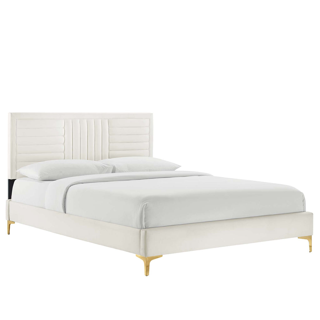 Modway Sofia Channel Tufted Performance Velvet King Platform Bed  
