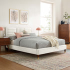 Modway Sofia Channel Tufted Performance Velvet King Platform Bed - Wood & Metal Legs