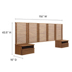 Modway Render Wall Mount Queen Headboard and Modern Nightstands