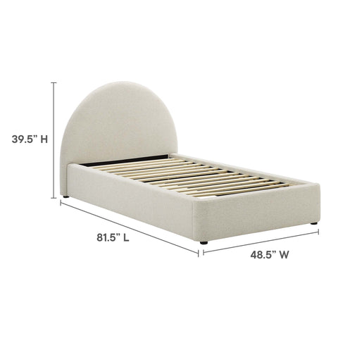 Modway Resort Upholstered Fabric Arched Round Twin Platform Bed  