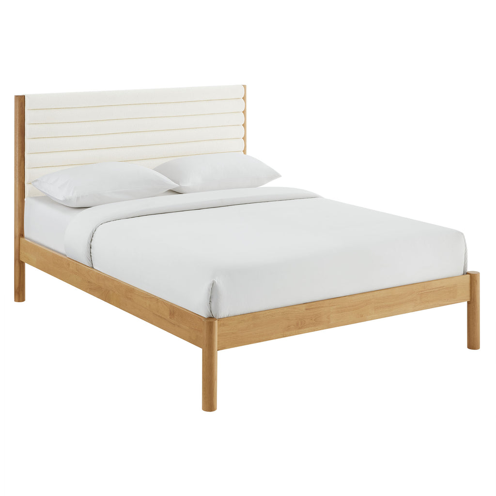 Modway Olea Channel Tufted Boucle Solid Wood Full Platform Bed  