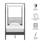 Modway Marlowe 4-Poster Canopy Metal Twin Platform Bed