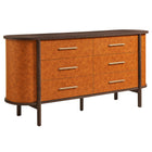 Modway Coralie Curved 6-Drawer Vegan Leather Oval Dresser  
