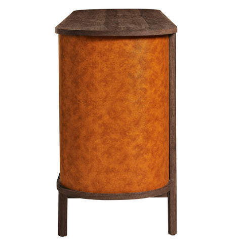 Modway Coralie Curved 6-Drawer Vegan Leather Oval Dresser  
