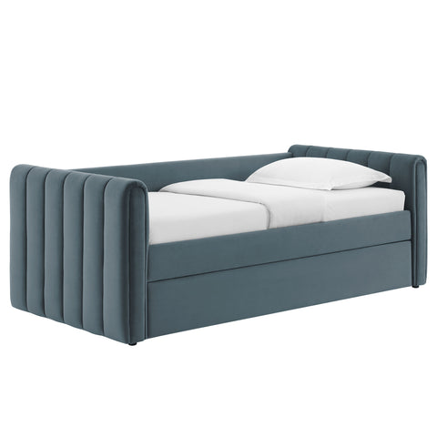 Modway Veyla Channel Tufted Performance Velvet Twin Daybed With Trundle  