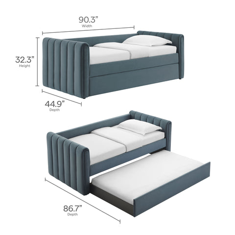 Modway Veyla Channel Tufted Performance Velvet Twin Daybed With Trundle  