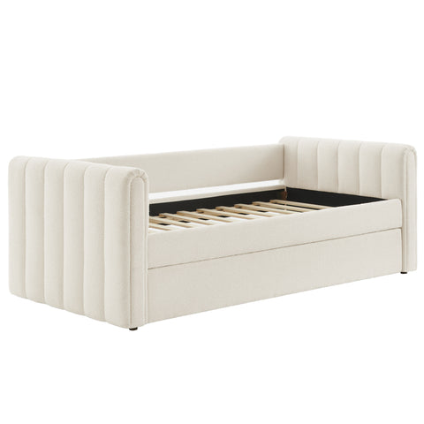 Modway Veyla Channel Tufted Boucle Twin Daybed With Trundle  