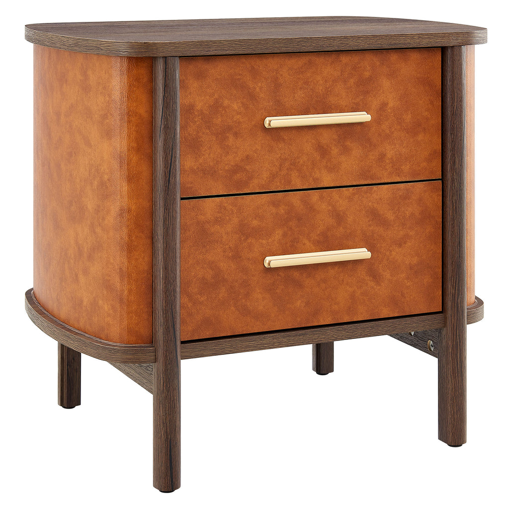 Modway Coralie 2-Drawer Curved Vegan Leather Nightstand  