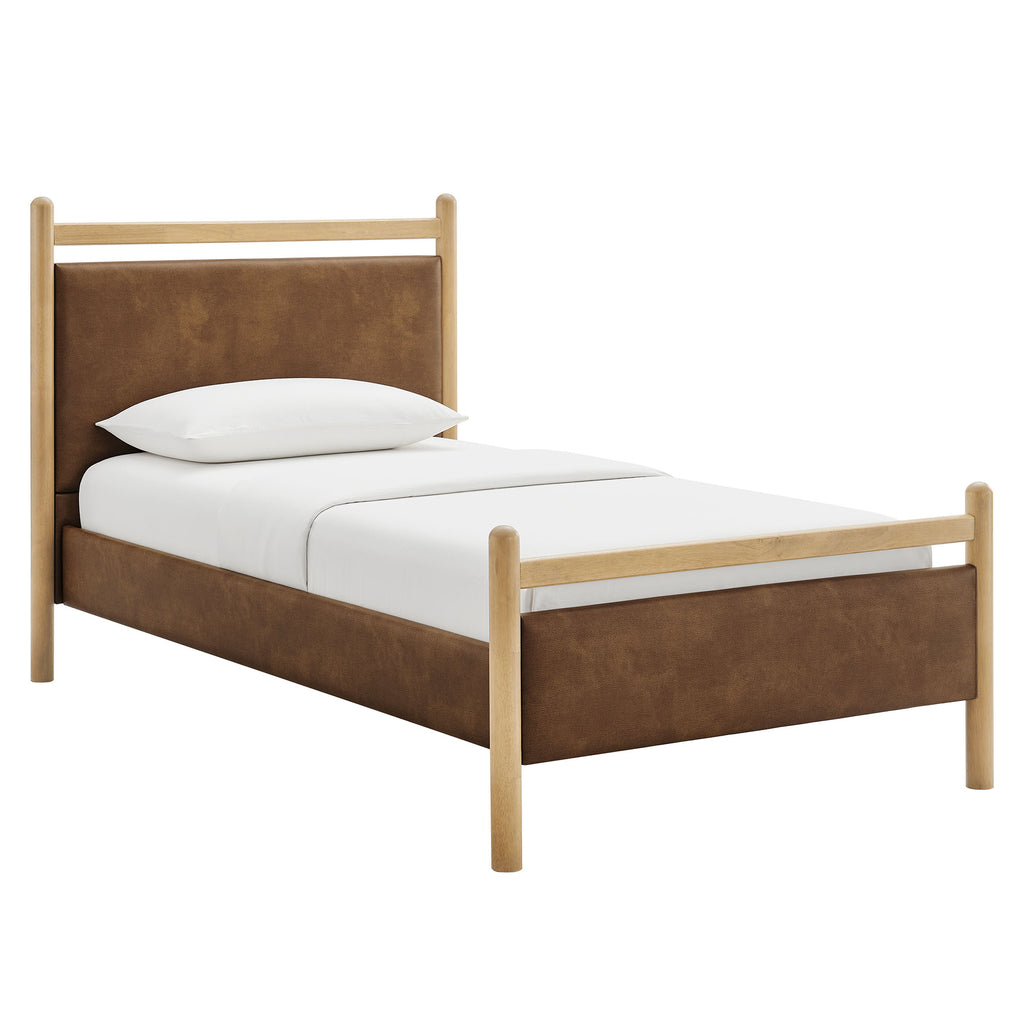 Modway Ginny Twin Size Vegan Leather Platform Bed Frame