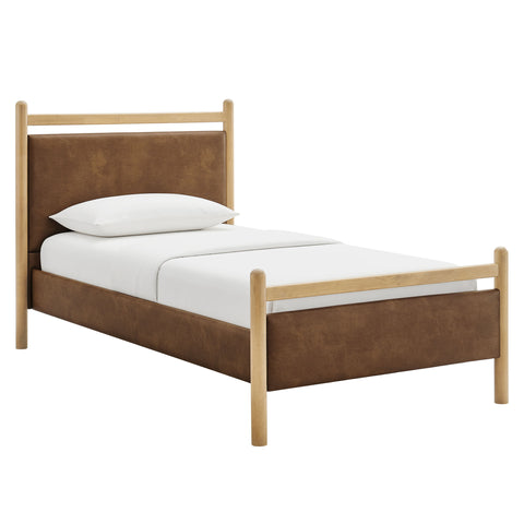 Modway Ginny Twin Size Vegan Leather Platform Bed Frame