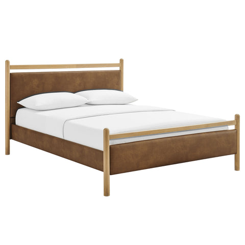 Modway Ginny Queen Size Vegan Leather Platform Bed Frame