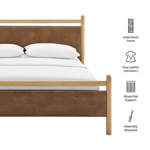 Modway Ginny Queen Size Vegan Leather Platform Bed Frame