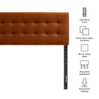 Modway Lily Stain-Resistant Performance Velvet King Size Headboard