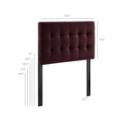 Modway Lily Stain-Resistant Performance Velvet Twin Size Headboard