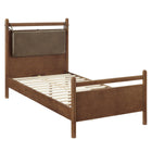 Modway Leni Twin Size Vegan Leather and Wood Platform Bed Frame