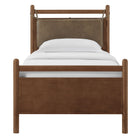 Modway Leni Twin Size Vegan Leather and Wood Platform Bed Frame