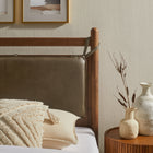 Modway Leni Twin Size Vegan Leather and Wood Platform Bed Frame
