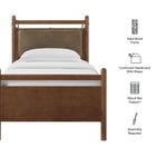Modway Leni Twin Size Vegan Leather and Wood Platform Bed Frame