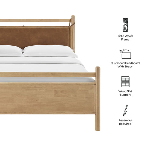 Modway Leni King Size Vegan Leather and Wood Platform Bed Frame