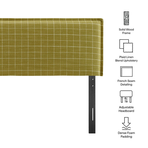 Modway Camille Checkered Linen Blend Full Size Headboard