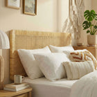 Modway Sandy Wall Mounted Wood and Rattan Full Size Headboard