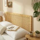 Modway Sandy Wall Mounted Wood and Rattan Full Size Headboard