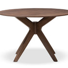 Baxton Studio Monte Mid-Century Modern Walnut Wood 47-Inch Round Dining Table