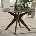 Baxton Studio Monte Mid-Century Modern Walnut Wood 47-Inch Round Dining Table