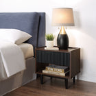 Manhattan Comfort Duane Mid-Century Modern 20" Fluted Nightstand in Black (1-Drawer)