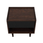 Manhattan Comfort Duane Mid-Century Modern 20" Fluted Nightstand in Black (1-Drawer)