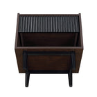 Manhattan Comfort Duane Mid-Century Modern 20" Fluted Nightstand in Black (1-Drawer)