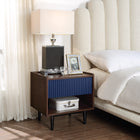 Manhattan Comfort Duane Mid-Century Modern 20" Fluted Nightstand in Navy Blue (1-Drawer)
