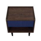 Manhattan Comfort Duane Mid-Century Modern 20" Fluted Nightstand in Navy Blue (1-Drawer)