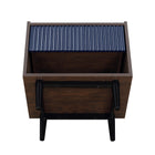 Manhattan Comfort Duane Mid-Century Modern 20" Fluted Nightstand in Navy Blue (1-Drawer)