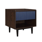 Manhattan Comfort Duane Mid-Century Modern 20" Fluted Nightstand in Navy Blue (1-Drawer)