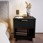 Manhattan Comfort Granville Modern 18" Nightstand in Black (1-Drawer)