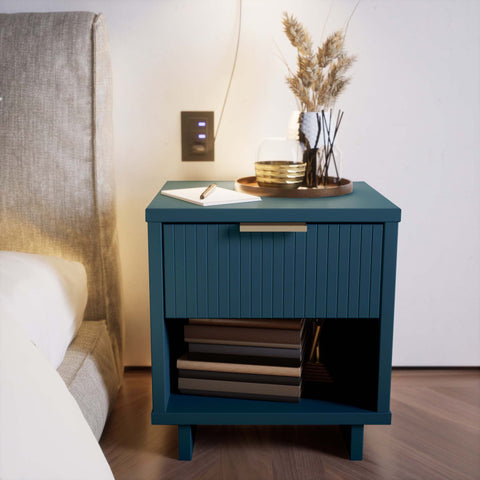 Manhattan Comfort Granville Modern 18" Nightstand in Midnight Blue (1-Drawer)