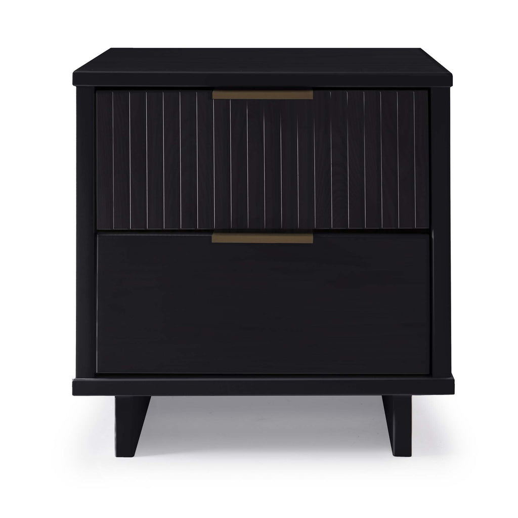 Manhattan Comfort Granville Modern 18" Nightstand in Black (2-Drawer)