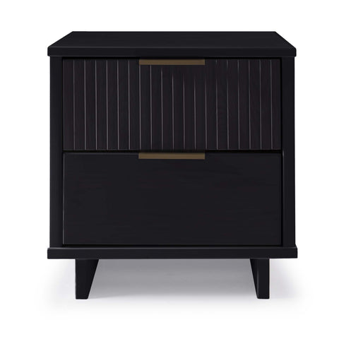 Manhattan Comfort Granville Modern 18" Nightstand in Black (2-Drawer)
