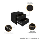 Manhattan Comfort Granville Modern 18" Nightstand in Black (2-Drawer)