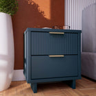 Manhattan Comfort Granville Modern 18" Nightstand in Midnight Blue (2-Drawer)