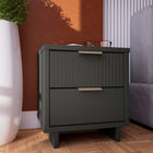 Manhattan Comfort Granville Modern 18" Nightstand in Charcoal Gray (2-Drawer)