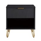 Manhattan Comfort Dumbo Modern 20" Fluted Nightstand in Black (1-Drawer)