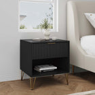 Manhattan Comfort Dumbo Modern 20" Fluted Nightstand in Black (1-Drawer)