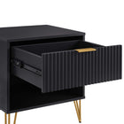Manhattan Comfort Dumbo Modern 20" Fluted Nightstand in Black (1-Drawer)