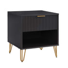 Manhattan Comfort Dumbo Modern 20" Fluted Nightstand in Black (1-Drawer)