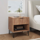 Manhattan Comfort Dumbo Modern 20" Fluted Nightstand in Golden Brown (1-Drawer)
